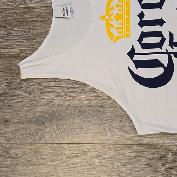 Corona Extra white, blue, & yellow cerveza beer tank top, size XL - Picture 3 of 6